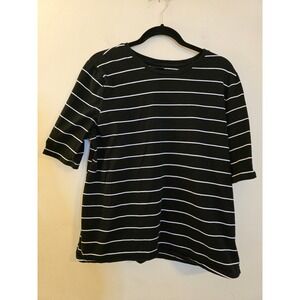 Who What Wear Women's Sz XL Black/White Striped Short Sleeve Stretch‎ T-Shirt